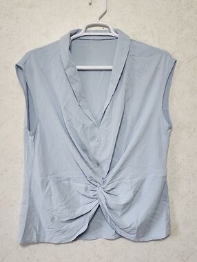 2 Piece Sleeveless Twist-Front V-Neck Tops Business Work Home Neutral Staple New